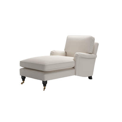 Bluebell Chaise Armchair in Taupe Brushed Linen Cotton