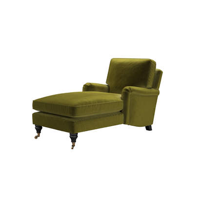 Bluebell Chaise Armchair in Olive Cotton Matt Velvet