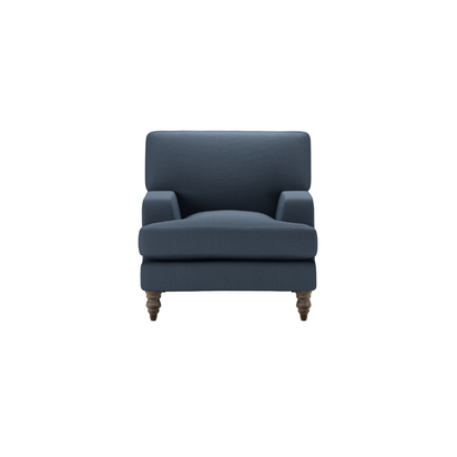 Isla Small Armchair in Midnight Blue Brushed Linen Cotton