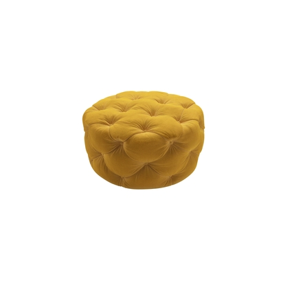Georgette Round Footstool in Butterscotch Cotton Matt Velvet