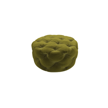 Georgette Round Footstool in Olive Cotton Matt Velvet