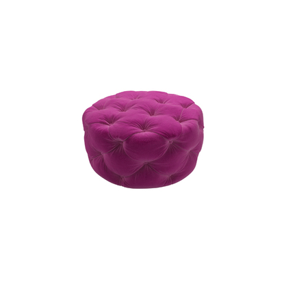 Georgette Round Footstool in Peony Cotton Matt Velvet
