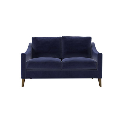 Iggy 2 Seat Sofa in Prussian Blue Cotton Matt Velvet