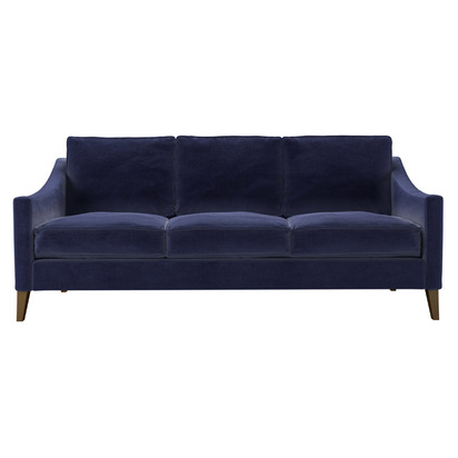 Iggy 3 Seat Sofa in Prussian Blue Cotton Matt Velvet