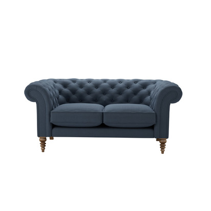 Oscar 2 Seat Sofa in Midnight Blue Brushed Linen Cotton