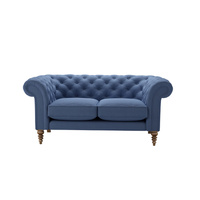 Oscar 2 Seat Sofa in Oxford Blue Brushed Linen Cotton