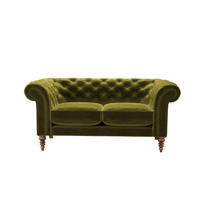 Oscar 2 Seat Sofa in Olive Cotton Matt Velvet