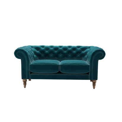 Oscar 2 Seat Sofa in Deep Turquoise Cotton Matt Velvet