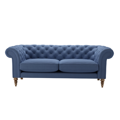Oscar 3 Seat Sofa in Oxford Blue Brushed Linen Cotton