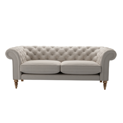 Oscar 3 Seat Sofa in Stone Brushed Linen Cotton