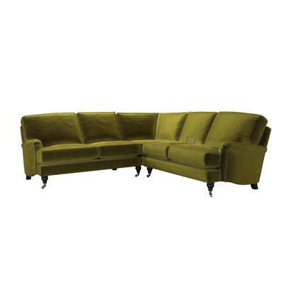 Bluebell Medium Corner Sofa in Olive Cotton Matt Velvet
