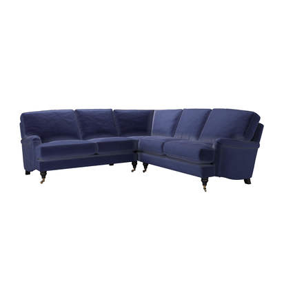 Bluebell Medium Corner Sofa in Prussian Blue Cotton Matt Velvet
