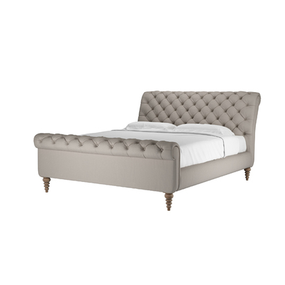 Knightsbridge Super King Bed in Stone Brushed Linen Cotton