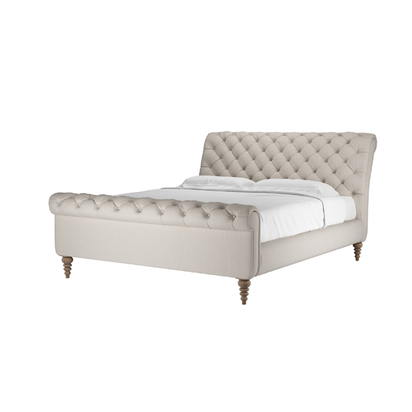 Knightsbridge Super King Bed in Taupe Brushed Linen Cotton