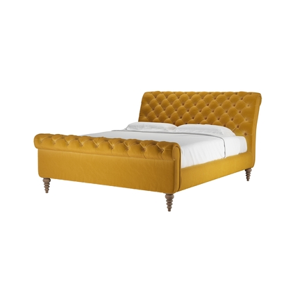 Knightsbridge Super King Bed in Butterscotch Cotton Matt Velvet