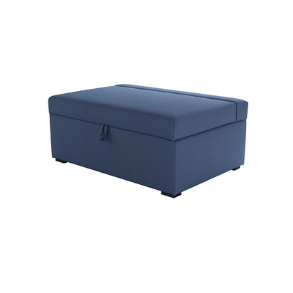 Henry Single Bed in Box in Oxford Blue Brushed Linen Cotton