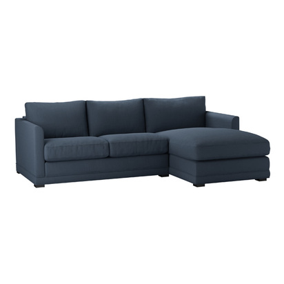 Aissa Small RHF Chaise Sofa in Midnight Blue Brushed Linen Cotton