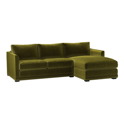Aissa Small RHF Chaise Sofa in Olive Cotton Matt Velvet