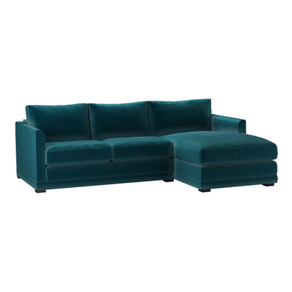 Aissa Small RHF Chaise Sofa in Deep Turquoise Cotton Matt Velvet