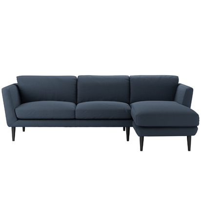 Holly Medium RHF Chaise Sofa in Midnight Blue Brushed Linen Cotton