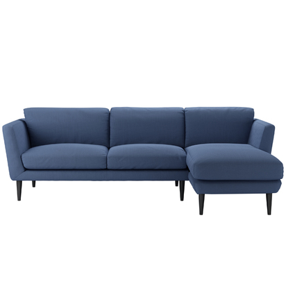 Holly Medium RHF Chaise Sofa in Oxford Blue Brushed Linen Cotton