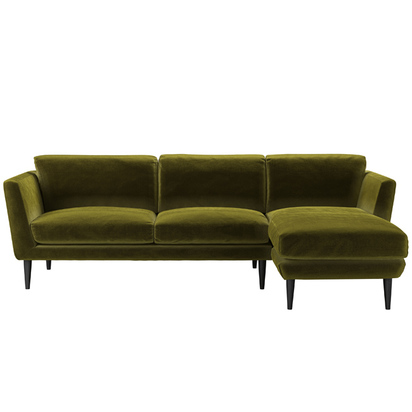 Holly Medium RHF Chaise Sofa in Olive Cotton Matt Velvet