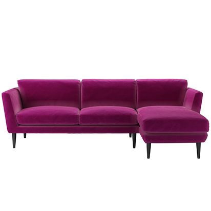 Holly Medium RHF Chaise Sofa in Peony Cotton Matt Velvet