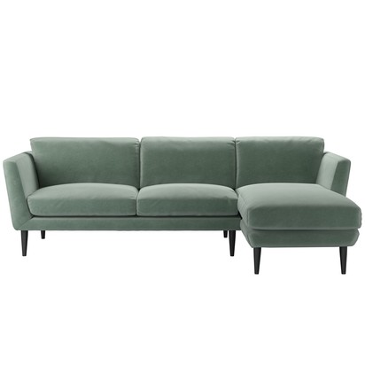 Holly Medium RHF Chaise Sofa in Sage Smart Velvet