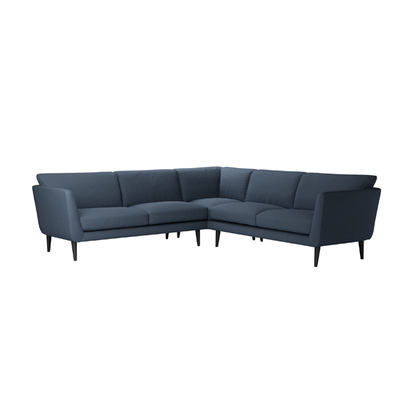 Holly Medium Corner Sofa in Midnight Blue Brushed Linen Cotton
