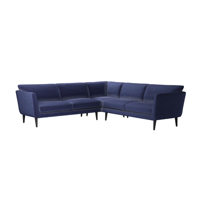 Holly Medium Corner Sofa in Prussian Blue Cotton Matt Velvet