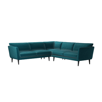 Holly Medium Corner Sofa in Deep Turquoise Cotton Matt Velvet