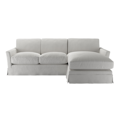 Otto Medium RHF Chaise Sofa in Alabaster Brushed Linen Cotton