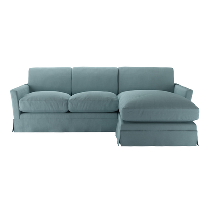 Otto Medium RHF Chaise Sofa in Lagoon Brushed Linen Cotton