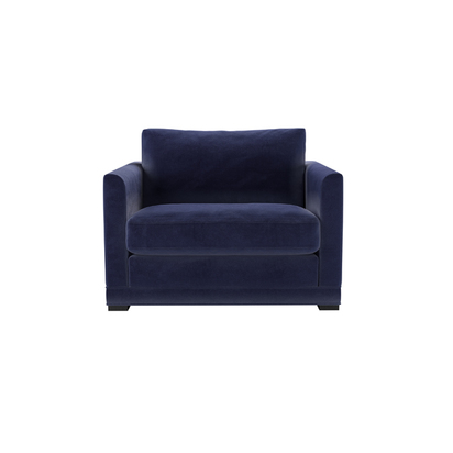 Aissa Loveseat in Prussian Blue Cotton Matt Velvet