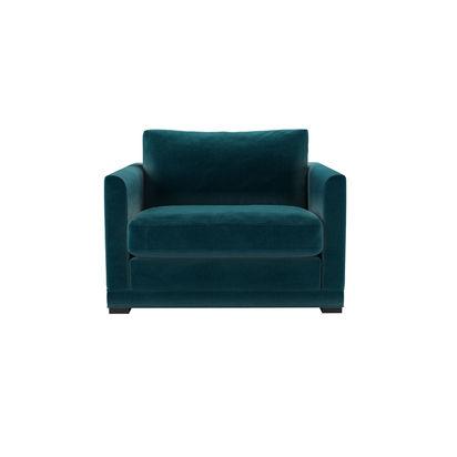 Aissa Loveseat in Deep Turquoise Cotton Matt Velvet
