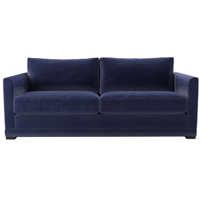Aissa 3 Seat Sofa in Prussian Blue Cotton Matt Velvet