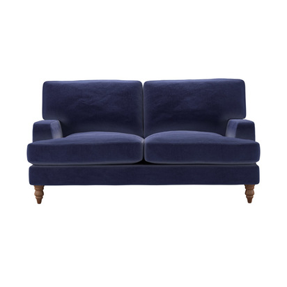 Isla 2 Seat Sofa in Prussian Blue Cotton Matt Velvet