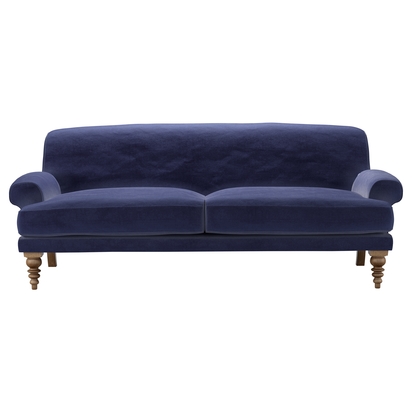 Saturday 3 Seat Sofa in Prussian Blue Cotton Matt Velvet