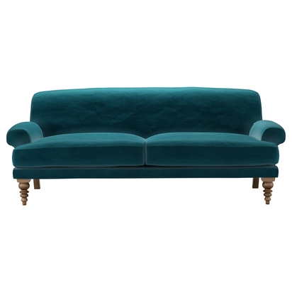 Saturday 3 Seat Sofa in Deep Turquoise Cotton Matt Velvet