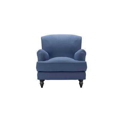 Snowdrop Armchair in Oxford Blue Brushed Linen Cotton