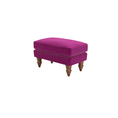 Isla Small Rectangular Footstool in Peony Cotton Matt Velvet