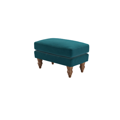 Isla Small Rectangular Footstool in Deep Turquoise Cotton Matt Velvet