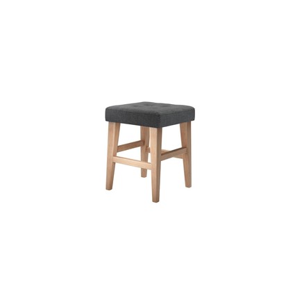 Buttons Short Stool in Charcoal Brushed Linen Cotton