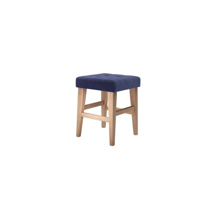 Buttons Short Stool in Prussian Blue Cotton Matt Velvet