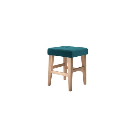 Buttons Short Stool in Deep Turquoise Cotton Matt Velvet
