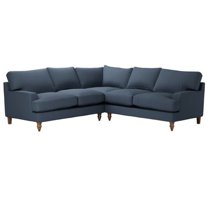 Isla Medium Corner Sofa in Midnight Blue Brushed Linen Cotton