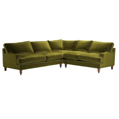 Isla LHF 2.5 Seat w RHF 2 Seat in Olive Cotton Matt Velvet