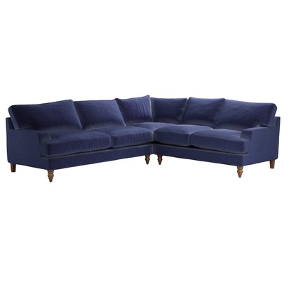 Isla LHF 2.5 Seat w RHF 2 Seat in Prussian Blue Cotton Matt Velvet