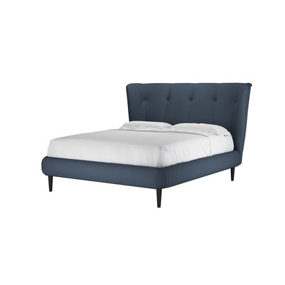 Audrey King Bed in Midnight Blue Brushed Linen Cotton