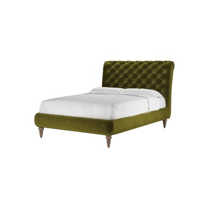 Knightsbridge without Footboard Double Bed in Olive Cotton Matt Velvet